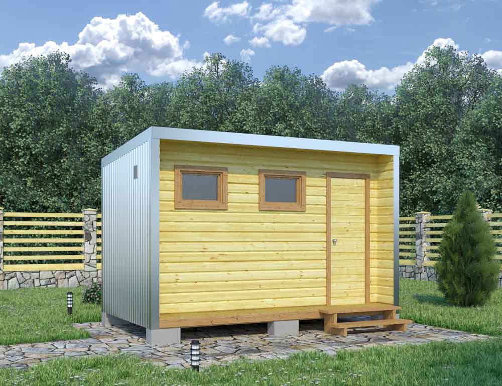 Металлический хозблок для дачи 4х2.4 4х2.4 Площадь: 9.6 м² в готовом ...