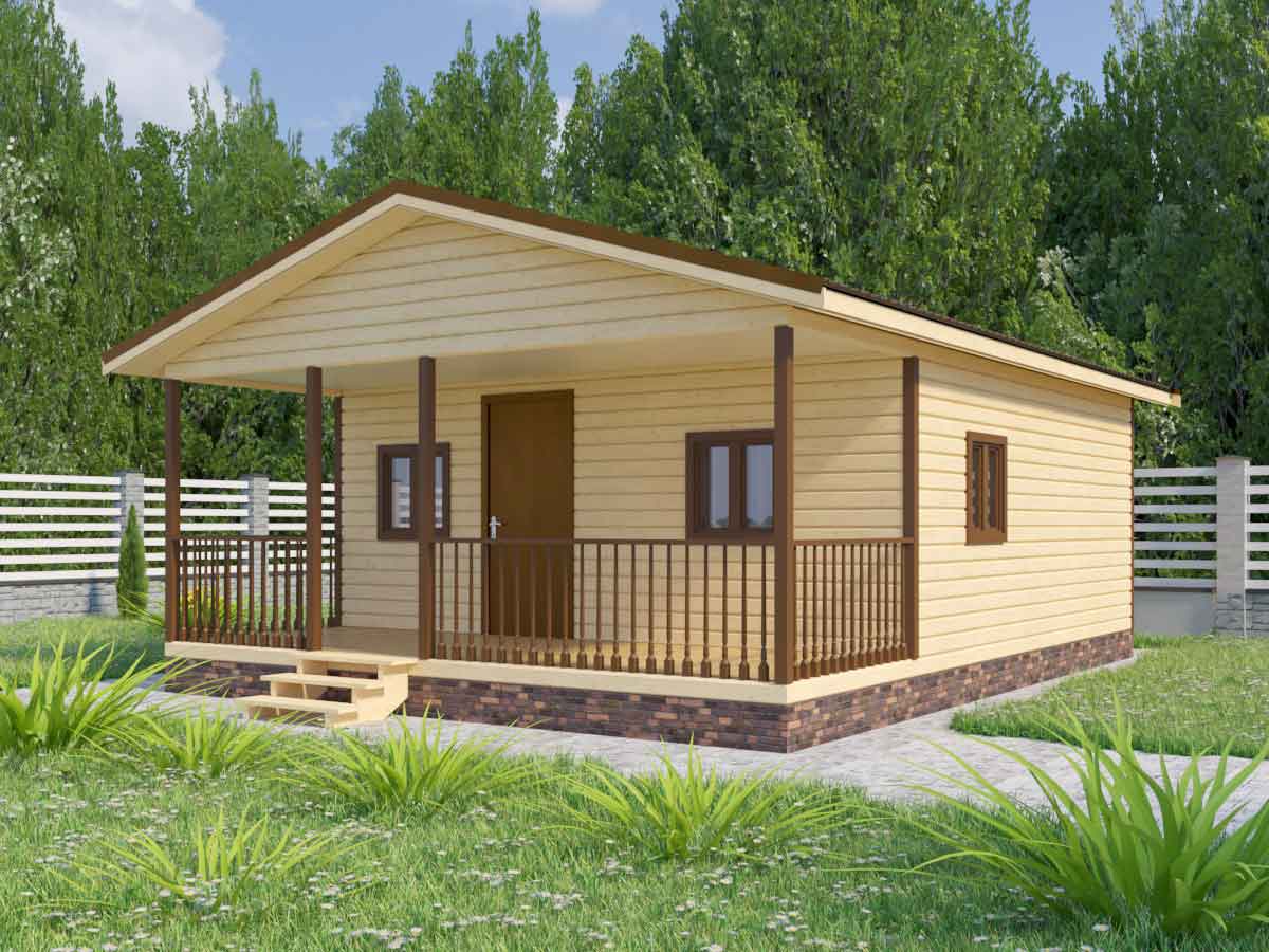 Каркасный дачный домик с террасой Бук (КТ) 6х8 Площадь: 48 м² с ...