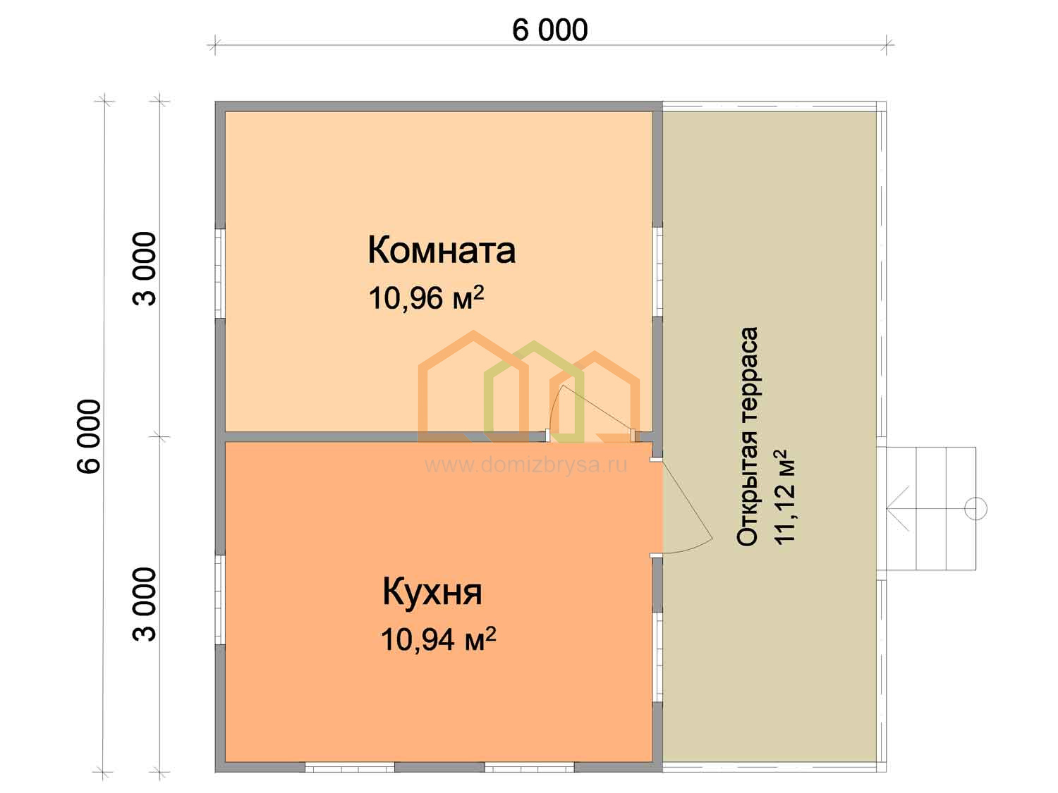 Каркасный садовый домик с террасой Вяз-2 (КТ) 6x6 Площадь: 36 м? с террасой  под ключ в Москве
