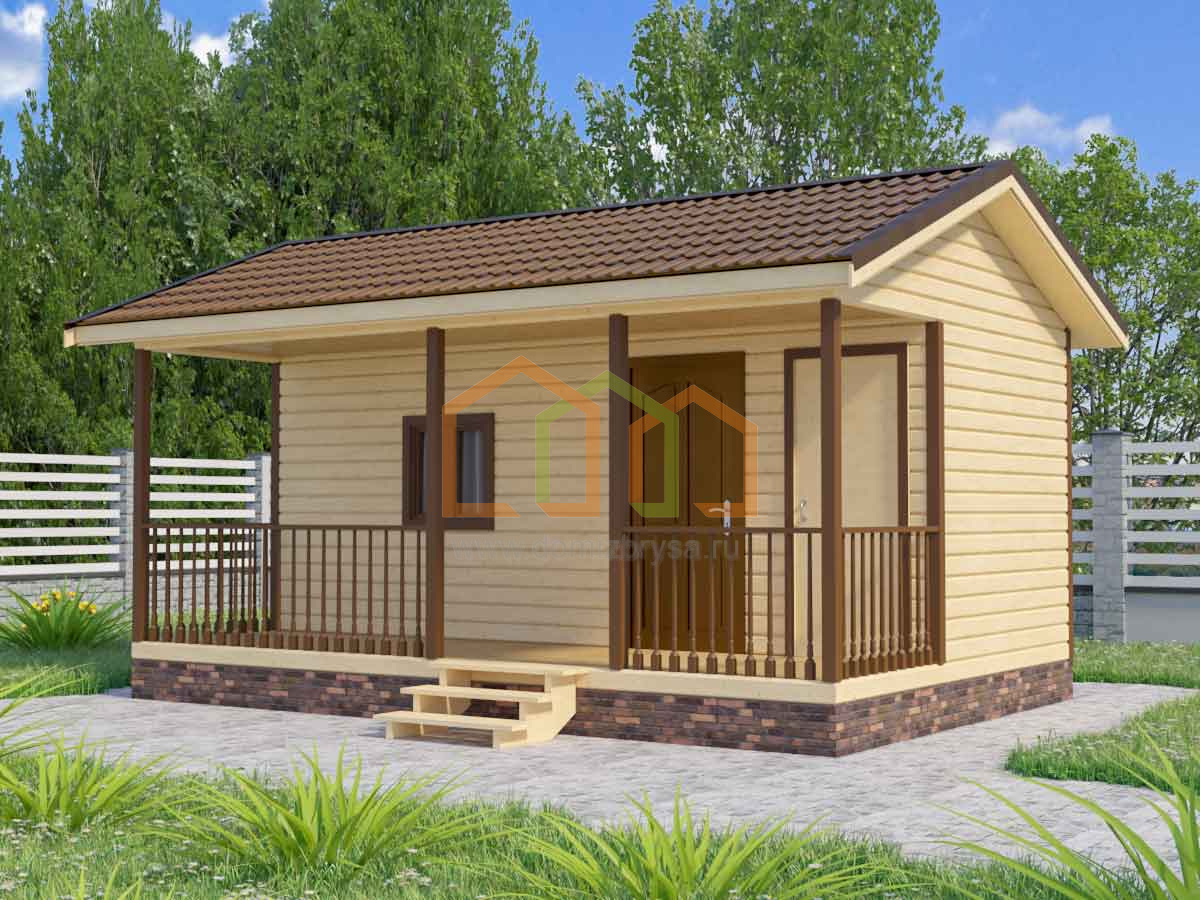 Каркасный дачный домик с террасой Кедр - 2 (КТ) 4х6 Площадь: 24 м² с ...