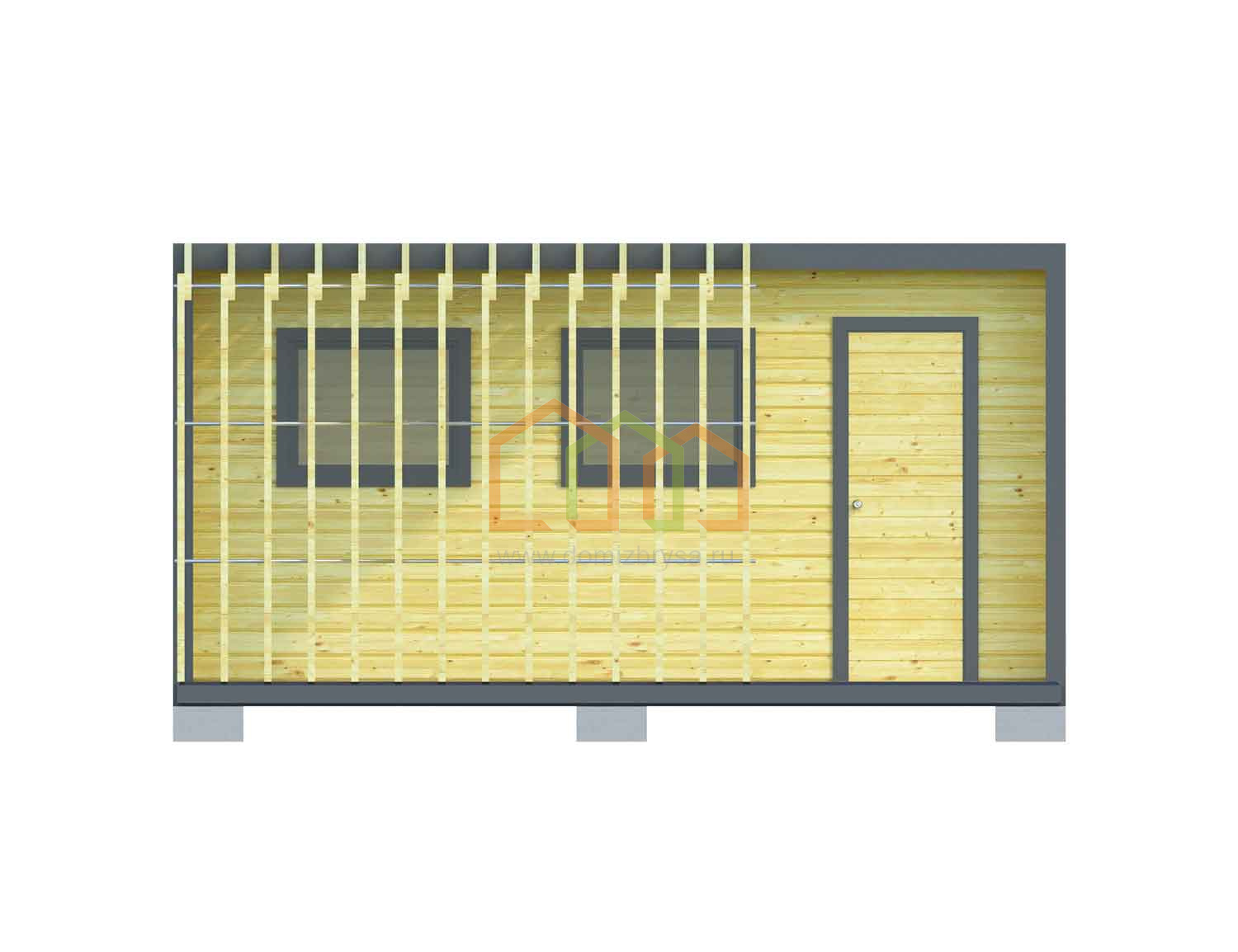 Бытовка для дачи в стиле хай-тек 4,8х5 с верандой 4,8х5 Площадь: 24 м² ...