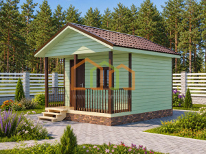 Каркасный садовый домик с террасой Липа (КТ)